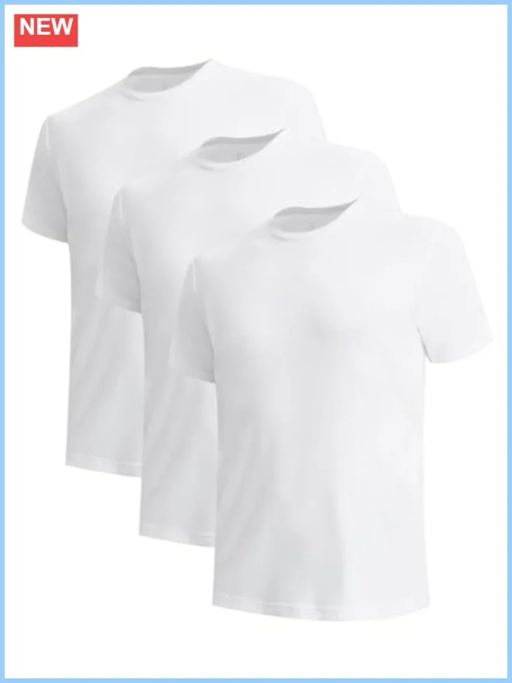 Men's Crewneck Undershirts 3 Pack Moisture-Wicking Slim Fit Tees